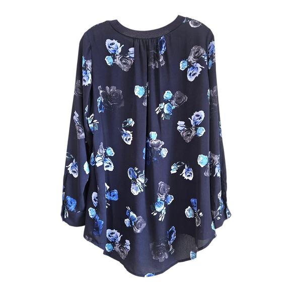 THAKOON Women's M Tunic Top Designer Navy Blue Floral Long Sleeve Chiffon 40" - Picture 5 of 5
